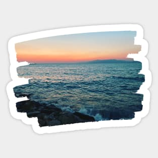 Beautiful photography of ocean waves and sunset sky landscape Aegean sea nature lovers Sticker